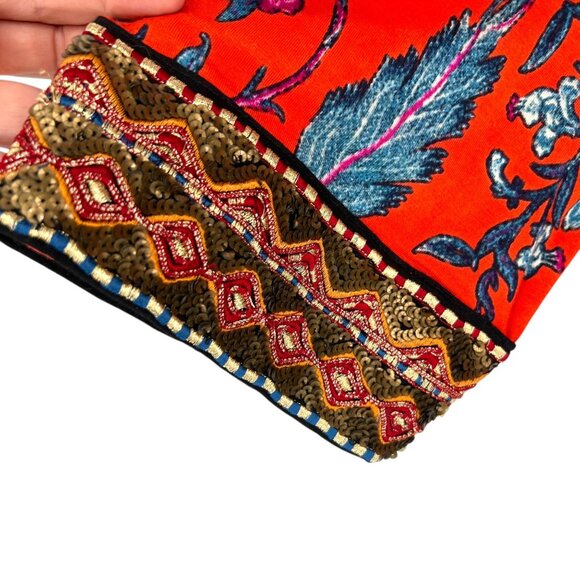 Soft Surroundings Embroidered Sequin Tunic Top Red Orange Floral Size Large - Picture 5 of 12